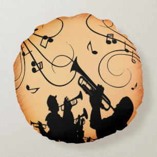 Almofada Redonda Trompet Section Jazz Music Orange Rust