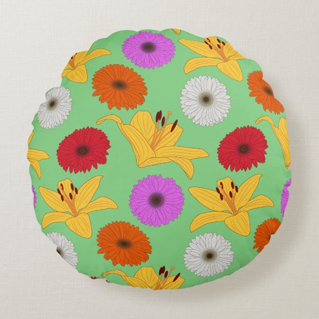 Almofada Redonda Tropical Blossom (Frente)