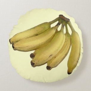 Almofada Redonda tropical-decoração amarela da banana