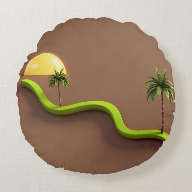 Almofada Redonda Tropical Modern Decorative Throw Pillow (Frente)