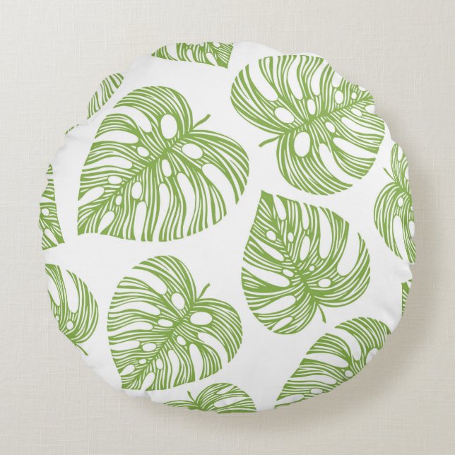 Almofada Redonda Tropical trendy seamless pattern with exotic palm  (Frente)