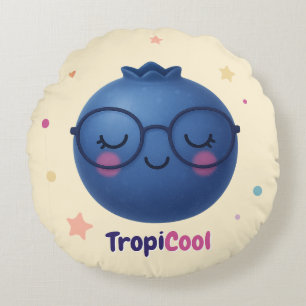 Almofada Redonda TropiCool Blueberry - Fruta Round Kawaii