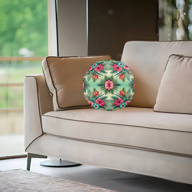 Almofada Redonda Trópicos brilhantes (Criador carregado)