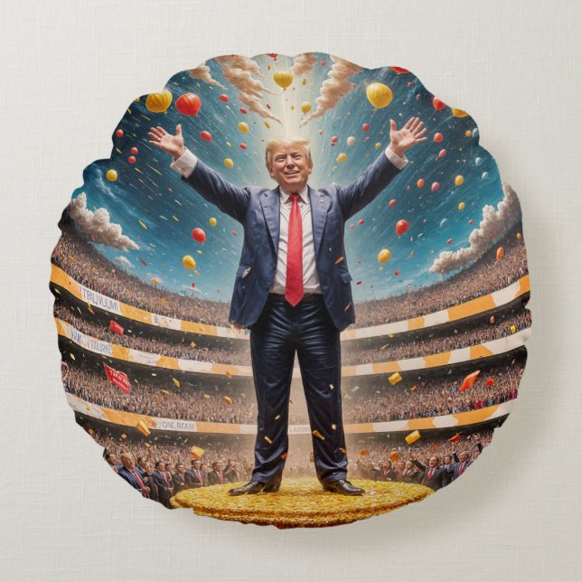 ALMOFADA REDONDA TRUMP WINING CELEBRTATION (Frente)