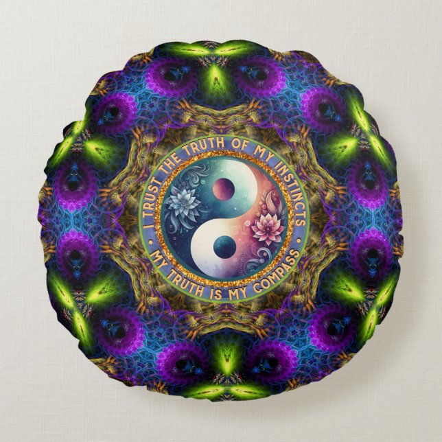 Almofada Redonda Trust Instincts Growth Compass Direction Inspire (Frente)