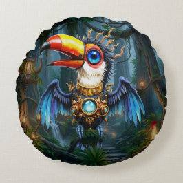 Almofada Redonda Tucano Steampunk ao Luar.