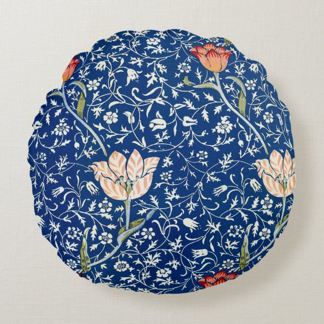 Almofada Redonda Tulipa, William Morris (Frente)