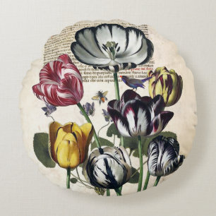 Almofada Redonda Tulipas Antigas