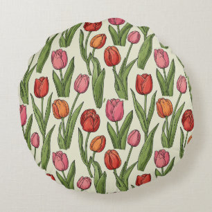 Almofada Redonda Tulipas Vermelhas