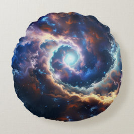Almofada Redonda Turbilhão Místico no Céu Estrelado