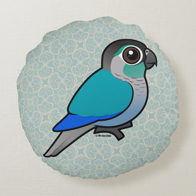 Almofada Redonda Turquesa Conure Verde-cheeked (Verso)