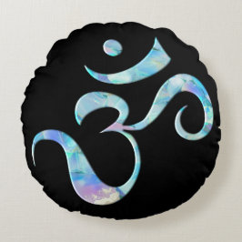 Almofada Redonda Turquoise Marbled Om