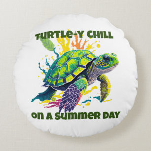 Almofada Redonda Turtle y Fine num Travesseiro decorativo do Dia de