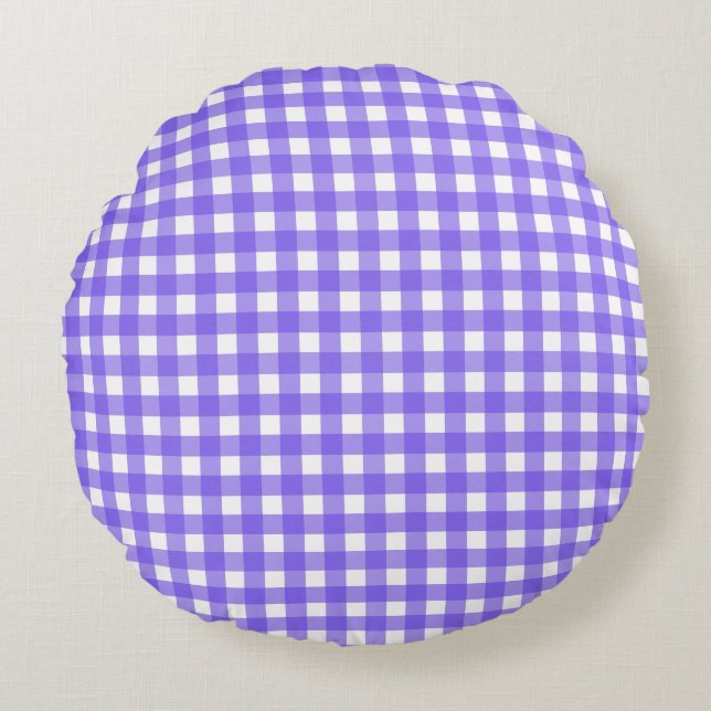 Almofada Redonda Turwinkle e gingham branco (Frente)