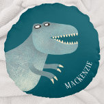 Almofada Redonda Tyrannosaurus Rex Diversão Personalizada<br><div class="desc">Um dinossauro tiranossauro divertido com um nome de fonte moderno que pode ser mudado para personalizar. Arte original de Nic Squirrell.</div>