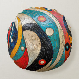 Almofada Redonda Um Abstrato retrovisor colorido