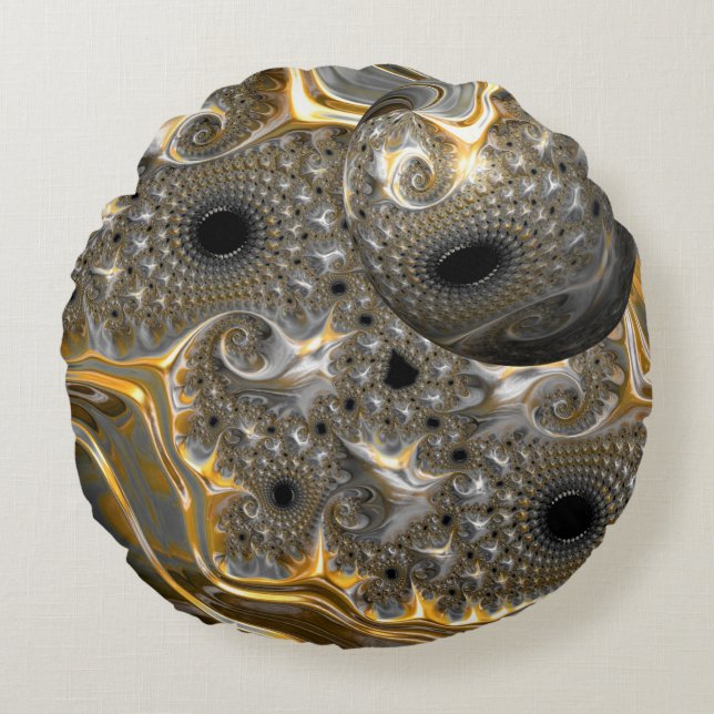 Almofada Redonda Um Balé esférico em Prata e Travesseiro redondo Do (Frente)