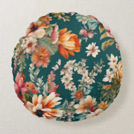 Almofada Redonda Um Incrível Floral de Verão como Pintura