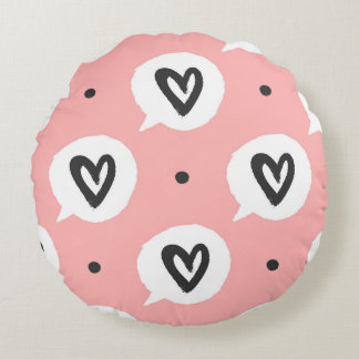 Almofada Redonda Um padrão perfeito com corações.