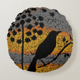 Almofada Redonda Um Pássaro entre as Penas