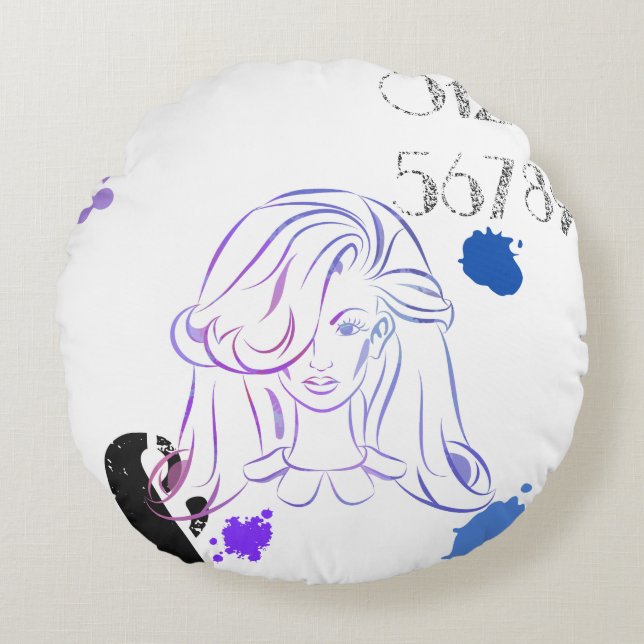 Almofada Redonda Um Toque de Separadores de Cores de Aquarela (Frente)