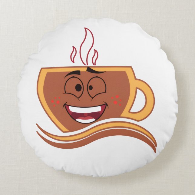 Almofada Redonda Um Verdadeiro Cafetólatra  (Frente)