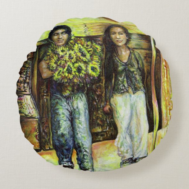 Almofada Redonda Uma Fase de ChapeI Sistina de um ChaIIenge (Frente)