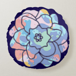 Almofada Redonda Uma flor feita de manchas de tinta