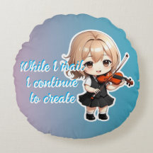 Uma garota bonita tocando violino Cushion