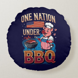 Almofada Redonda Uma Nação Sob o Churrasco – Grillmaster Chef Vinta