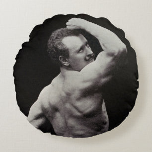Almofada Redonda Uma Nova Pose de StrongMen Eugen Sandow Musculação
