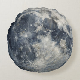 Almofada Redonda Uma pintura da lua no espaço