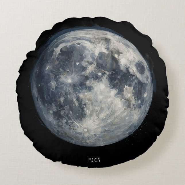 Almofada Redonda Uma pintura da lua no espaço (Frente)