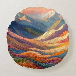 Almofada Redonda Uma Sinfonia de Padrões Coloridos