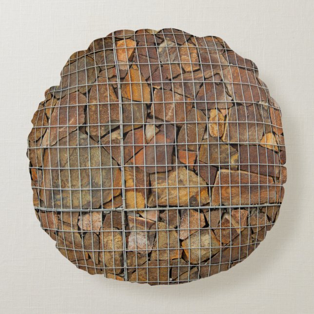 Almofada Redonda Uma textura de tijolos picantes como abstrato de f (Frente)