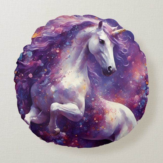 Almofada Redonda Unicorn Purple Mane (Frente)