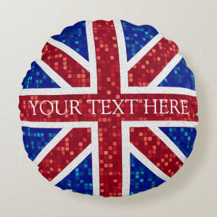 Almofada Redonda Union Jack Flag Excelente Grã-Bretanha