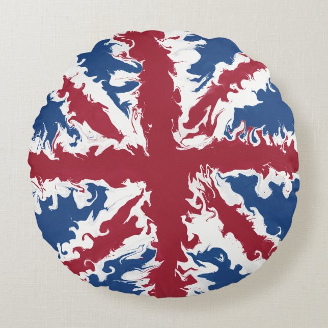 Almofada Redonda Union Jack Painted UK Art (Frente)