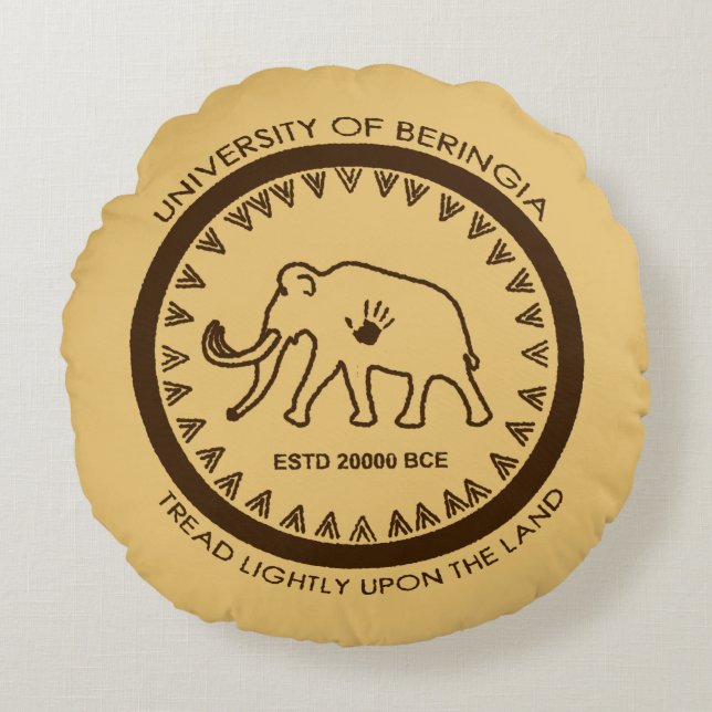 Almofada Redonda Universidade de Beringia Mammoth (Frente)