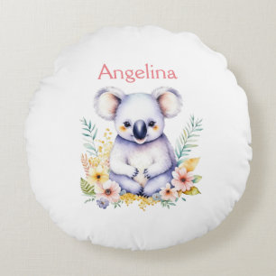 Almofada Redonda Ursa Koala Menina Bebê Personalizada Doce  