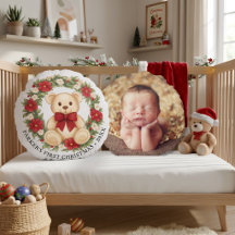 Ursa Teddy Floral Coroa Primeiro Natal do Bebê