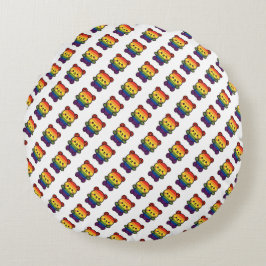 Almofada Redonda Ursinho Arco-Íris Kawaii - Uma Esmagada LGBTQ+ Org