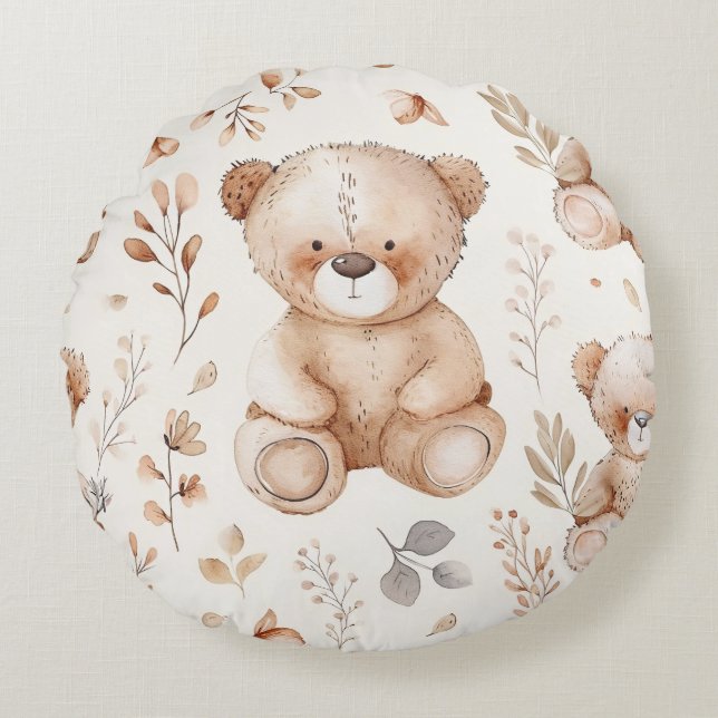 Almofada Redonda Urso Beige Bonito (Frente)
