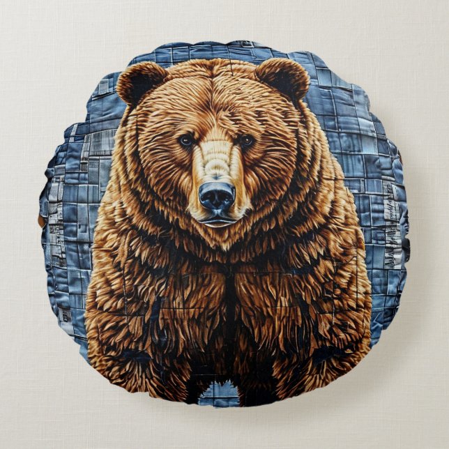 Almofada Redonda Urso cinzento (Frente)