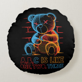 Almofada Redonda Urso de pelúcia Neon ABC