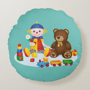 Almofada Redonda Urso de Teddy e Sala de Enfermeiro de Palhaço