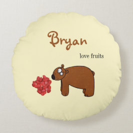 Almofada Redonda Urso e framboesa