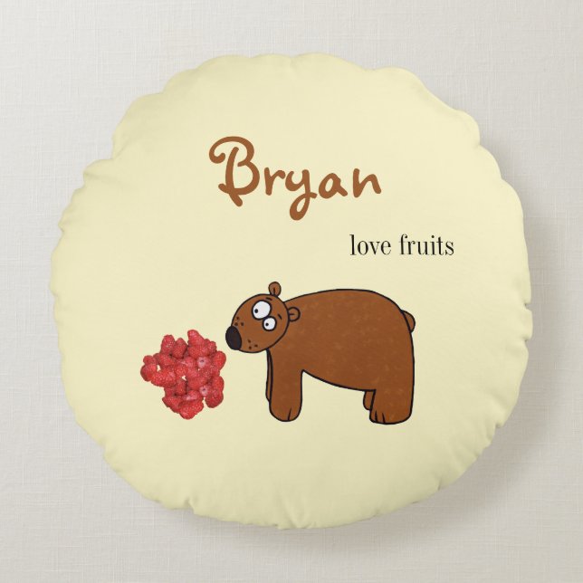 Almofada Redonda Urso e framboesa (Frente)