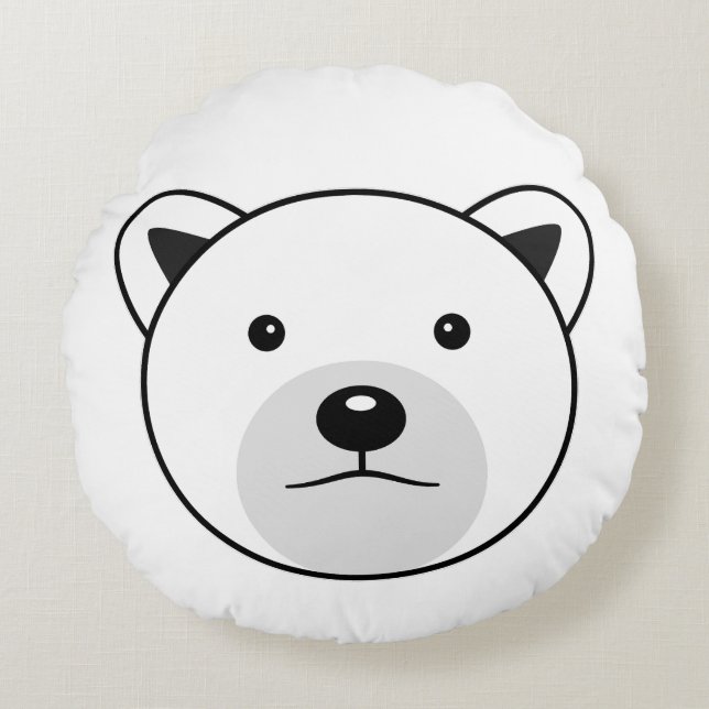 Almofada Redonda Urso Polar de Cartoon Bonito (Frente)