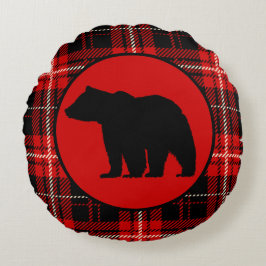 Almofada Redonda Urso Preto, Cabine de Xadrez Vermelha